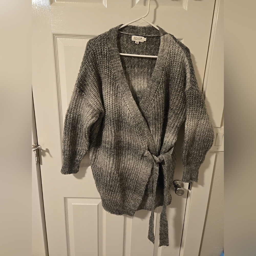 Molly Bracken  Long Gray knitted Cardigan